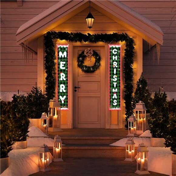 Merry Christmas Banners with Lights, Party Decor and Porch Sign - Picture 1 of 6